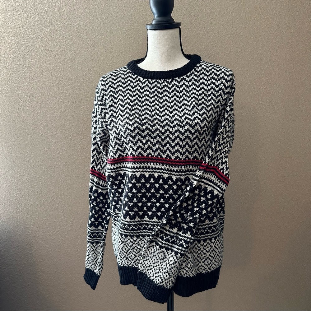 Confess Black & White Fair Isle Knit Sweater
